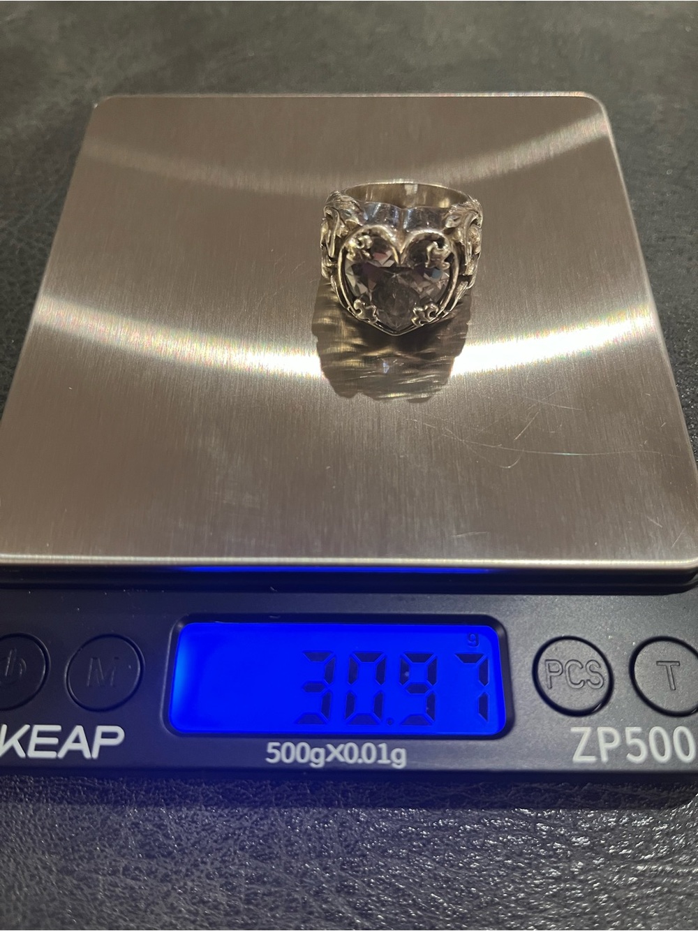 King Queen Baby Studio 925 Silver CZ Heart Ring. - Picture 5 of 13